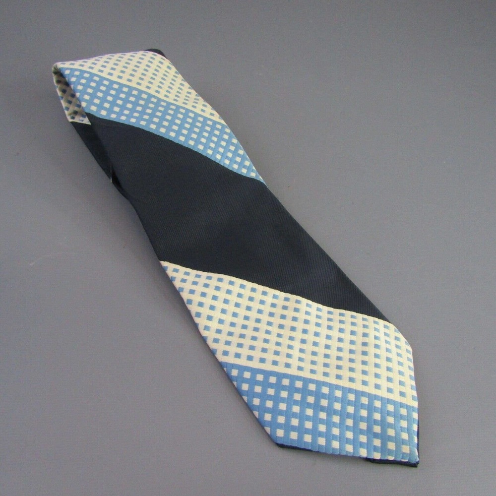 Vintage Don Loper Of California Supra Tie Blue Shades Necktie Colorblock Striped